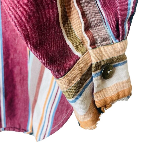 Zara Studio Women’s Shirt Size M Long Sleeve Linen Blend Striped Limited Edition - Picture 5 of 8